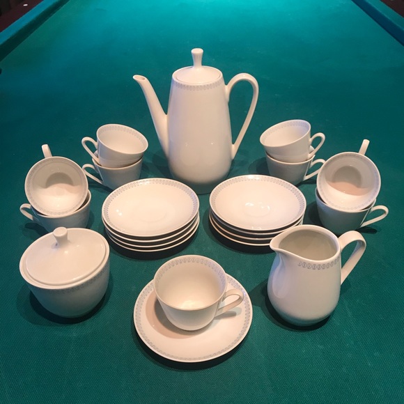 Colditz CP, Germany Other - 22pc Coffee/Tea Set w/a delicate blue trim design is made in Germany by Colditz